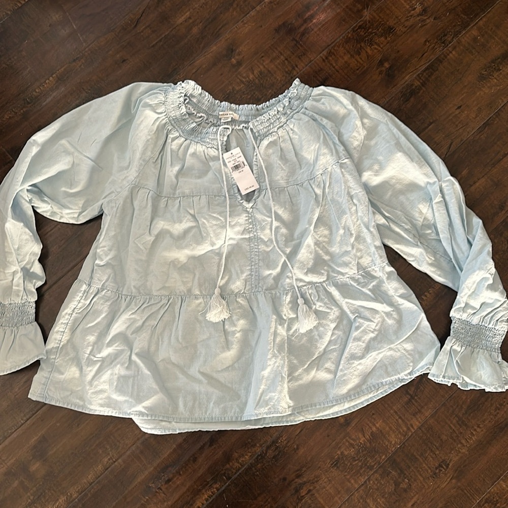 Aerie NWT Boho Style Top light blue size M - Picture 1 of 3